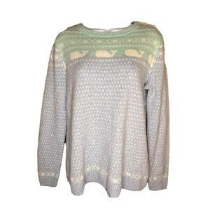 Womens Vineyard Vines Sweater Wool Cashmere Blend Whale Fair Isle White Medium M